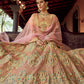 Rajwada Pink Embroidered Georgette Semi Stitched Lehenga With Blouse For Women
