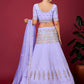 Rajwada Purple Georgette Embellished Semi Stitched Lehenga With Unstitched Blouse for Women