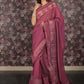 Rajwada Purple Embroidered Georgette Saree with Unstitched Blouse for Women