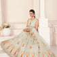 Rajwada White Georgette Embroidered Semi Stitched Lehenga With Unstitched Blouse for Women