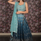Rajwada Teal Stitched Sequins Embroidered Crepe Lehenga with Stitched Blouse And Dupatta For Women