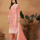 Rajwada Peach Embroidered Semi Stitched Kurta Set  For Women