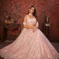 Rajwada Peach Net Embellished Semi Stitched Lehenga With Unstitched Blouse for Women