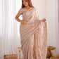Rajwada Peach Crush Embellished Saree With Unstitched Blouse For Women