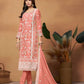 Rajwada Peach Embroidered Soft Organza Unstitched Kurta Set For Women