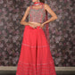Rajwada Pink Mirror and Sequins Embroidered Georgette Stitched Lehenga with Stitched Blouse for Women