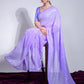 Rajwada Purple Embellished Georgette Saree With Unstitched Blouse For Women