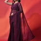Rajwada Wine Embellished Georgette Saree With Unstitched Blouse For Women