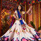 Rajwada White Silk Blend Printed Semi-Stitched Lehenga For Women