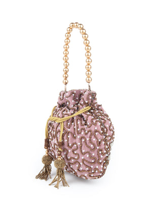Rajwada Women Lavender Embellished Potli Handbag!