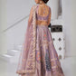 Rajwada Lavender Silk Blend Embroidered Semi-Stitched Lehenga For Women