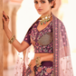 Rajwada Women Purple Crepe Semi Stitched Lehenga With Unstitched Blouse