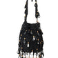 Rajwada Black Embellished Potli Bag with Tassesl For Women