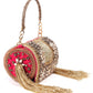 Rajwada Gold And Magenta Tassels Structured Clutch For Women