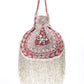Rajwada Red Embroidered Potli Bag with Tassels For Women