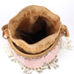 Rajwada Pink Structured Potli Bag with Tassels For Women