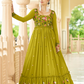 Rajwada Women Designer Olive Georgette Semi Stitched Gown