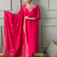 Rajwada Red Embroidered Viscose Stitched Kurta Set For Women