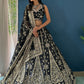 Rajwada Black Silk Blend Embroidered Semi-Stitched lehenga For Women
