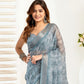 Rajwada Grey Cotton Linen Zari Work Saree For Women