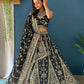 Rajwada Black Silk Blend Embroidered Semi-Stitched lehenga For Women