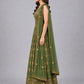 Olive Green Silk Blend Embellished Lehenga