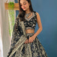 Rajwada Black Silk Blend Embroidered Semi-Stitched lehenga For Women