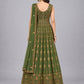 Olive Green Silk Blend Embellished Lehenga