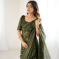 Rajwada Dark Olive Georgette Peacock Motifs Saree For Women