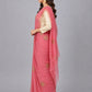Peach Organza Embroidered Saree