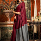 Rajwada Maroon Cotton Blend Plain Saree For Women