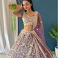 Rajwada Lavender Net Embellished Semi-Stitched lehenga For Women
