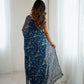 Rajwada Blue Georgette Peacock Motifs Saree For Women