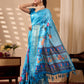 Rajwada Blue Silk Blend Printed Saree For Women
