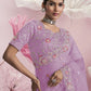 Rajwada Lavender Net Embellished Elegant Saree For Women