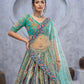 Rajwada Green Organza Embellished Semi-Stitched Lehenga With Unstitched Blouse For Women