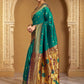 Rajwada Teal Green Silk Blend Woven Pithani Saree For Women
