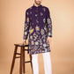 Rajwada Purple Viscose Rayon Stitched Kurta For Men