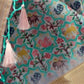 Rajwada Green Satin Printed Saree With Unstitched Blouse For Women