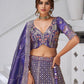 Rajwada Purple Organza Tissue Embroidered Semi-Stitched Lehenga For Women