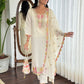 Rajwada White Viscose chanderi Embroidered Stitched Kurta Set For Women