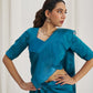 Rajwada Blue Organza Solid Ready To Wear Saree With Stitched Blouse For Women