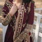 Rajwada Maroon Georgette Embroidered Stitched Gown With Dupatta For Women