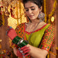 Rajwada Green Viscose Cotton Embroidered Semi-Stitched lehenga With Stunning Tassels For Women