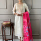 Rajwada Off White Viscose Embroidered Stitched Kurta Set For Women