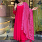 Rajwada Red Viscose Embroidered Stitched Kurta Set for Women