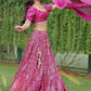 Rajwada Pink Silk Blend Embellished Semi-Stitched Lehenga For Women