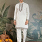 Rajwada White Viscose Silk Embroidered Stitched Kurta Set For Men