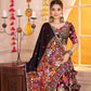 Rajwada Black Cotton Blend Embroidered Semi-Stitched Lehenga For Women