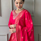 Rajwada Red Embroidered Viscose Stitched Kurta Set For Women